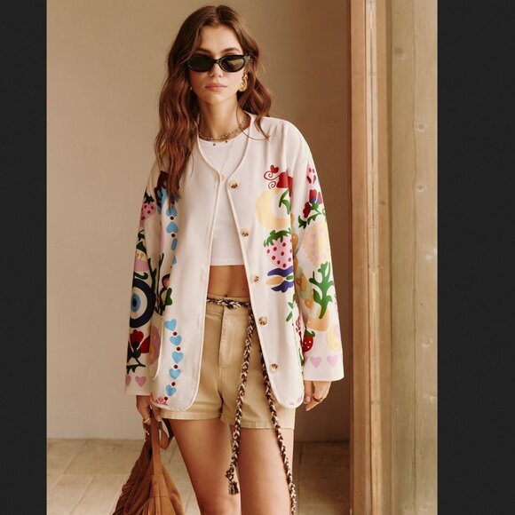 NWT Commense Strawberry Floral Coat Coastal - Picture 1 of 7